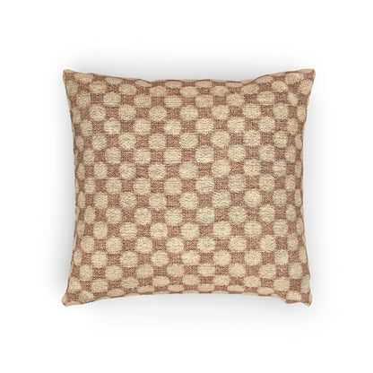 Woven Checkered Pattern Pillow | Neutral Brown Geometric Throw Pillow