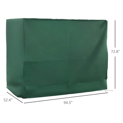 600D Oxford 3-Seater Patio Swing Cover Outdoor Swing Chair Cover Rain Protection Waterproof Anti-UV, Dark Green