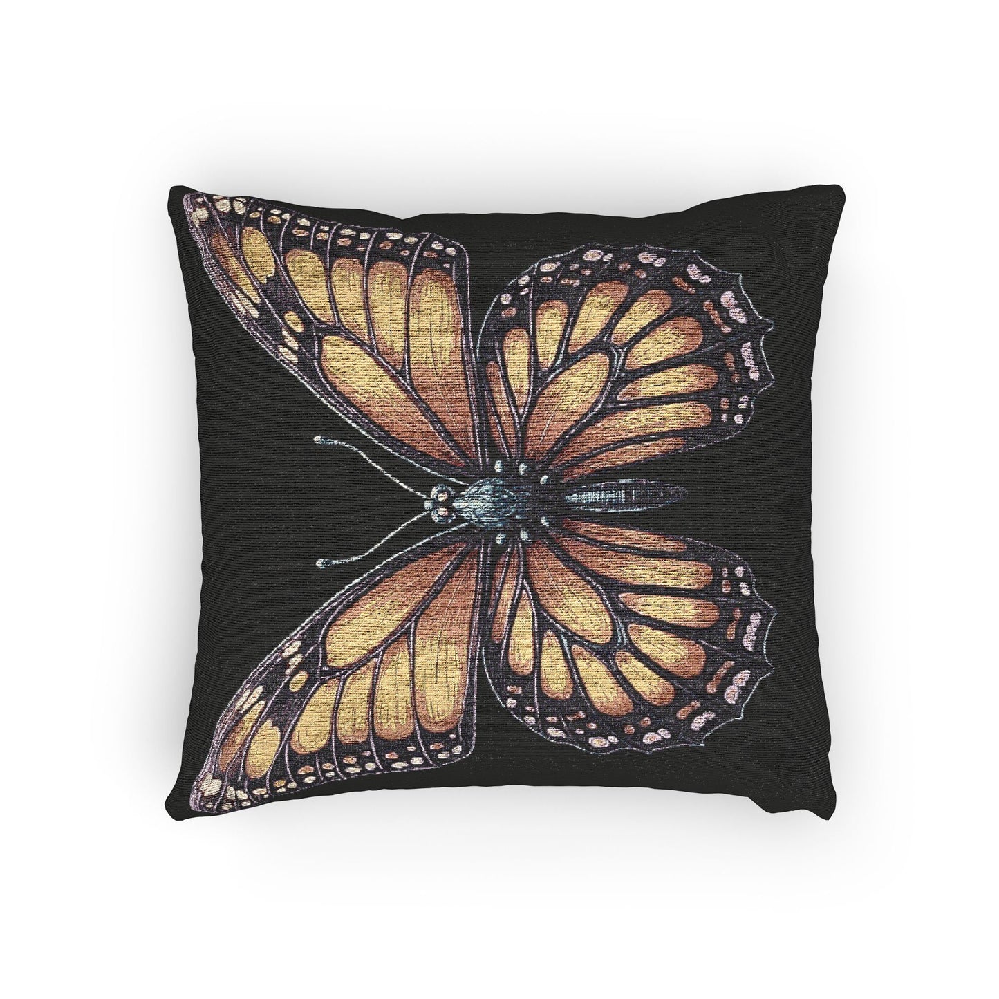 Monarch Butterfly Woven Pillow | Pixel Art Butterfly Throw Pillow