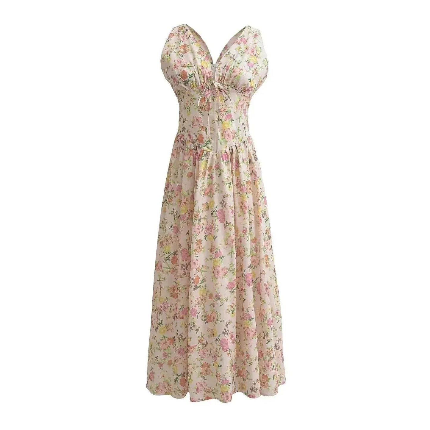 Women's Summer French Seaside Vacation Waist-tight Temperament Midi Skater Dress