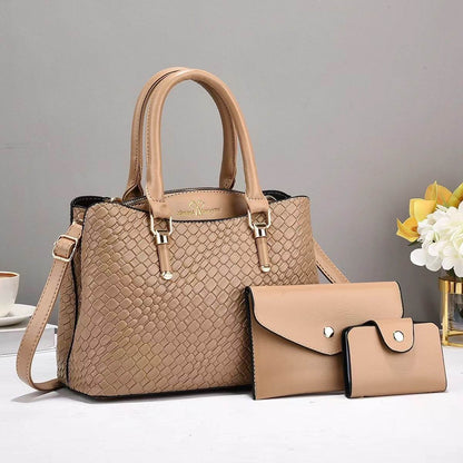 Woven Texture Three-piece Set Large Capacity One Shoulder Combination Bags women