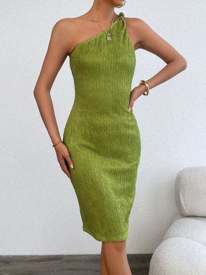Women’s Off-Shoulder Slant-Neck Slim-Fit Dress – Elegant Bodycon Party & Evening Dress