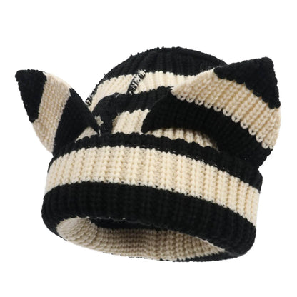 Devil Ears Thickened All Acrylic Knitted Beanie Hat