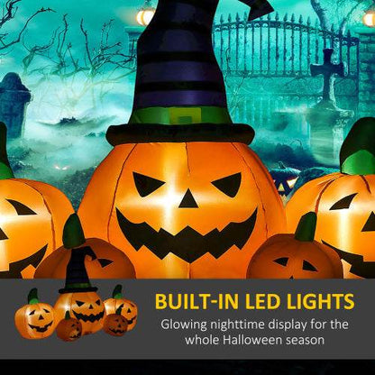 Outsunny 73L Inflatable Halloween Decoration,5 Pumpkin, Blow Up Outdoor LED Yard Display, Waterproof