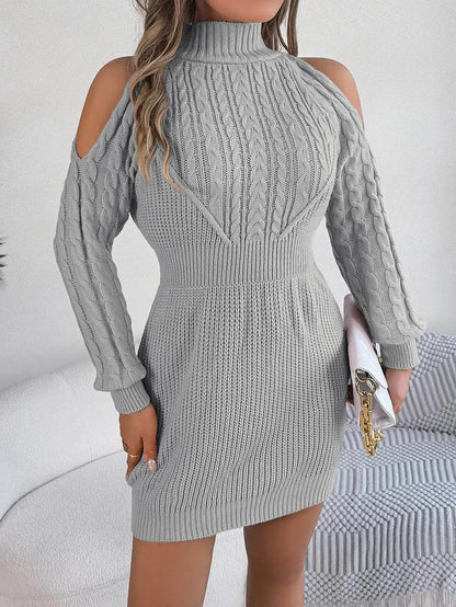 Robe-pull mini en laine torsadée ajustée et tendance pour l'automne-hiver