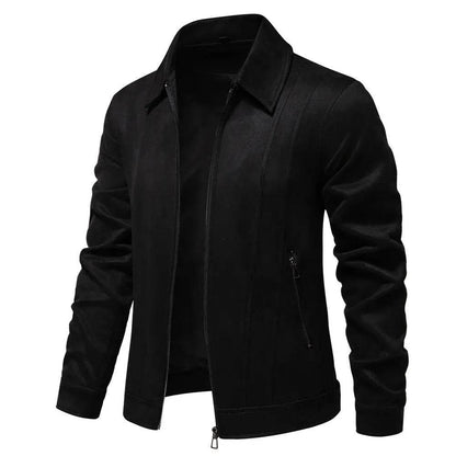 Veste à revers zippée mode, automne hiver, manteau en daim uni, vêtements d'extérieur pour hommes