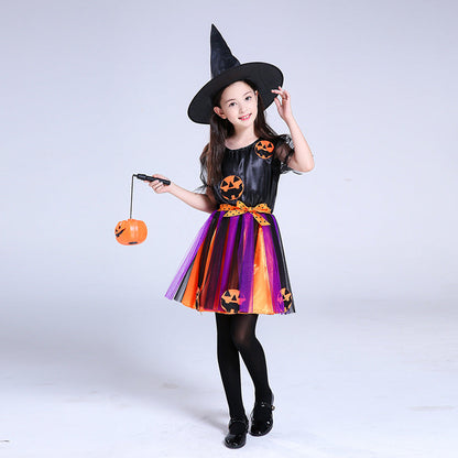 Girls Halloween Dance Costume – Pumpkin Dress Outfit for Kids Party Performance