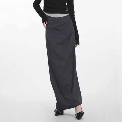 Retro  Design Casual Temperament Side Slit long Pencil Skirt for work