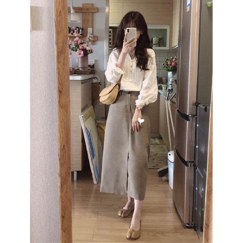 Unique Chic V-neck Long-sleeved Linen blouse top women