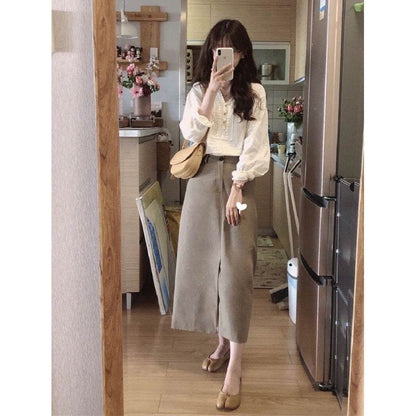 Unique Chic V-neck Long-sleeved Linen blouse top women