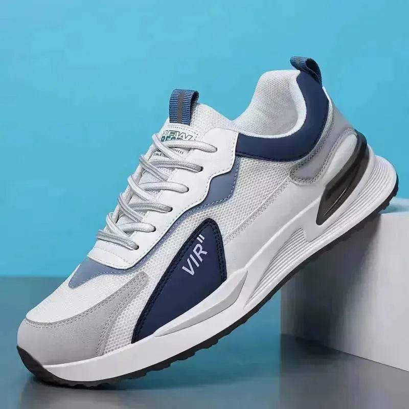 Chaussures en maille color block pour hommes Baskets décontractées à lacets Chaussures de sport de course respirantes pour l'extérieur