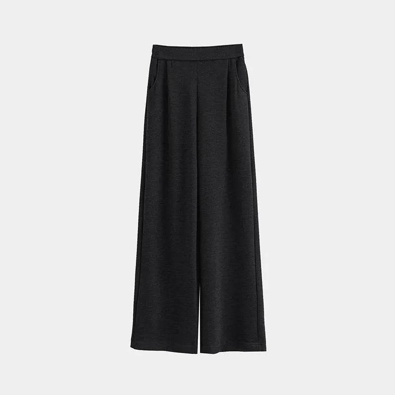 Pantalon décontracté à taille haute, jambe large et coupe droite pour femme