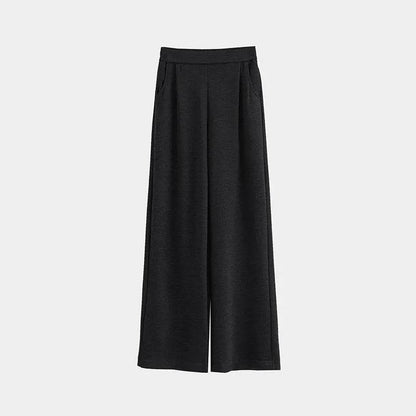 Pantalon décontracté à taille haute, jambe large et coupe droite pour femme