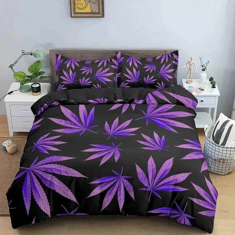 Parure de lit Feuille de Cannabis Psychédélique Colorée