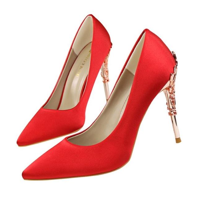 Women's Elegant High Heel Dress Shoes – Wedding Party Pumps with Luxury Metallic Design