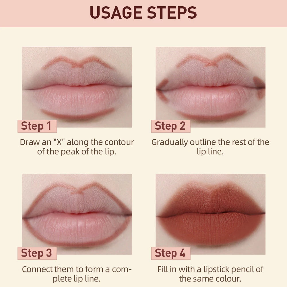 QIBEST Lipstick Pencil Waterproof Sexy Red Nude Purple Matte Tint Lipstick Lasting Lip Liner Pen Longlasting Makeup Cosmetics