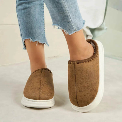 Winter Fashion Cotton Slippers With Sewing-side Design Indoor Non-slip Bedroom Floor Plush Slipper House Shoes Women Couple