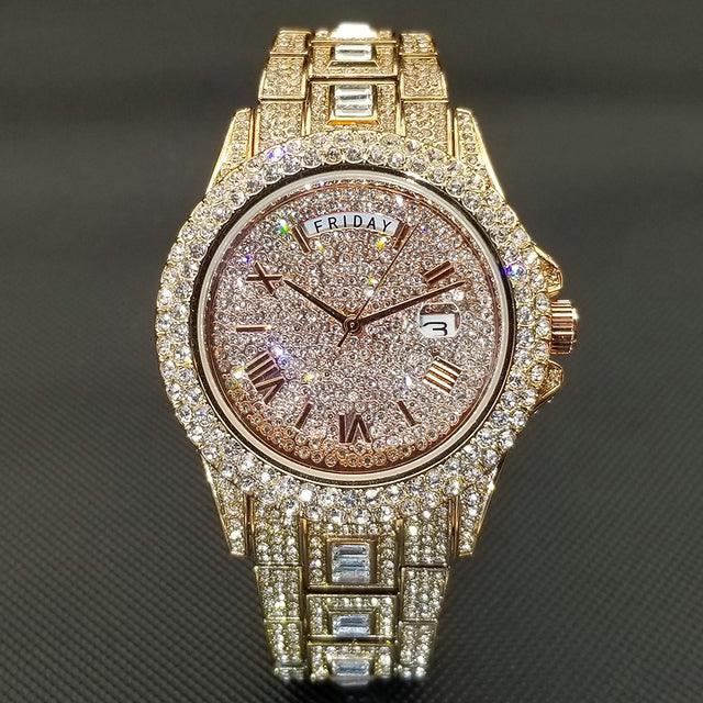Montre entièrement sertie de cristaux glacés