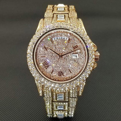 Montre entièrement sertie de cristaux glacés