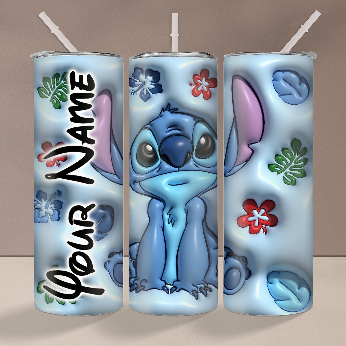 1 pièce, Gobelet Disney Stitch personnalisé avec couvercle, Bouteille d'eau en acier inoxydable de 20 oz, Tasses à eau isothermes droites, Vaisselle d'été et d'hiver, Accessoires de voyage en plein air, Cadeaux personnalisables