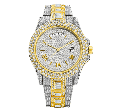 Montre entièrement sertie de cristaux glacés