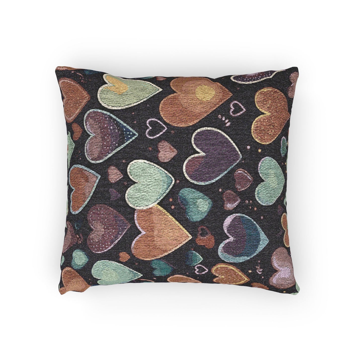 Pastel Heart Pattern Woven Pillow | Heart Throw Pillow, Boho Home Decor