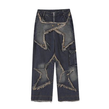 Distressed Denim Pant for women Oversized Streetstyle Patch Cargo Jeans Pant