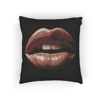 Kiss Design Woven Pillow | Lip Print Accent Pillow