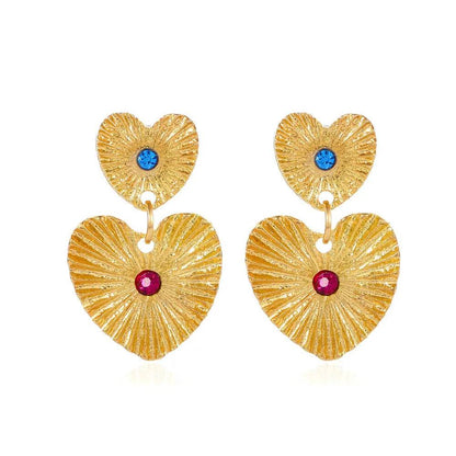 Bohemian Sunflower Heart-shaped Earrings Rhinestone Exaggerated Chandelier earring