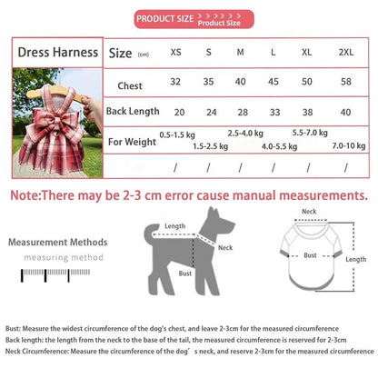 Fiona Bow Dog Dress Harness and Leash Set | Dog Walking Set
