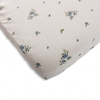Organic Cotton Muslin Crib Fitted Sheets - Blueberry