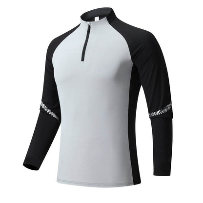 Mock Neck Half Zip  Workout top for Men Long Sleeve exercise top