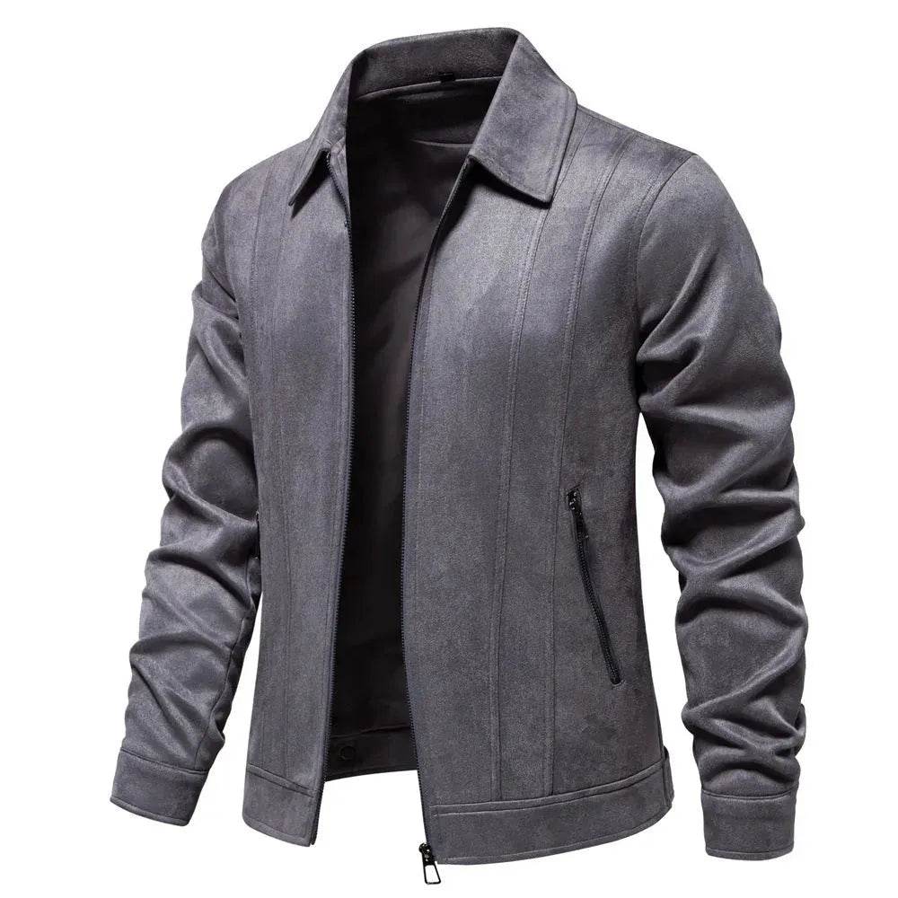 Veste à revers zippée mode, automne hiver, manteau en daim uni, vêtements d'extérieur pour hommes
