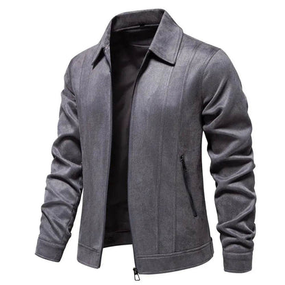 Veste à revers zippée mode, automne hiver, manteau en daim uni, vêtements d'extérieur pour hommes