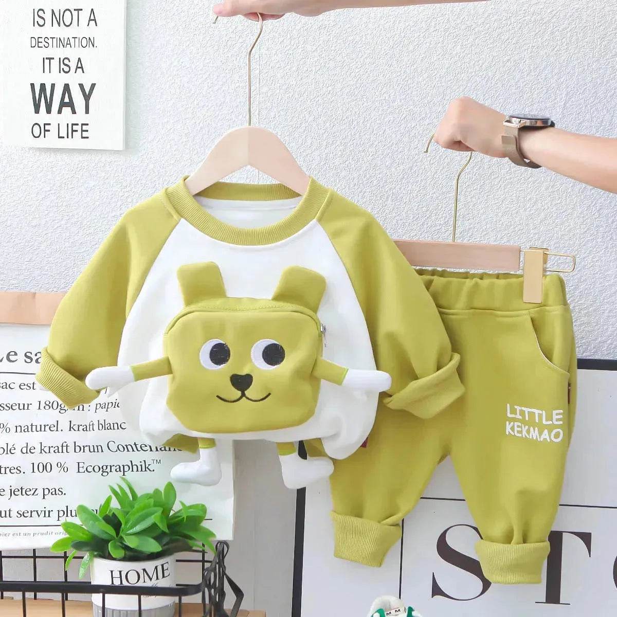 Neutral Cartoon  Autumn Clothes Suit Western Style Neutral  two piece for kids
