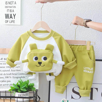 Neutral Cartoon  Autumn Clothes Suit Western Style Neutral  two piece for kids