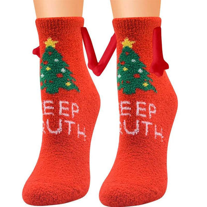 Soft Carton Christmas-themed Fleece Winter Home socks for Women