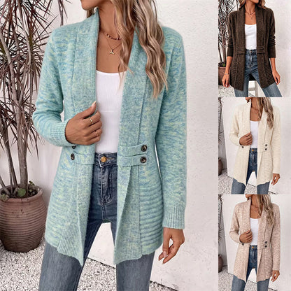 Women's Casual Double-Breasted Wool Cardigan Sweater
