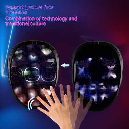 LED Luminous Face Mask – Full-Color Changing Rechargeable Halloween Party Mask