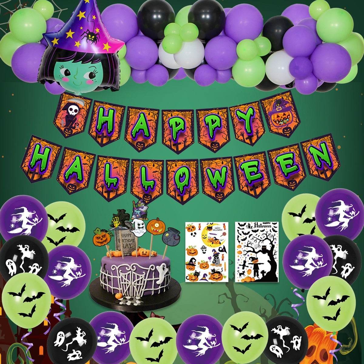 Halloween Party Decoration Balloon Combo Skull Pumpkin