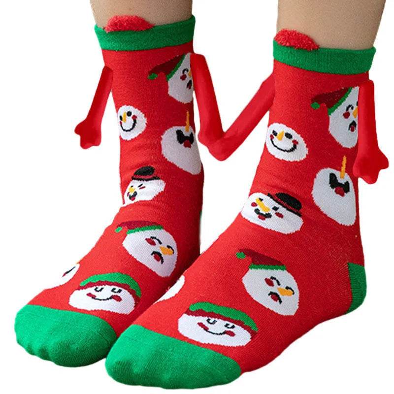 Hand Holding Couple Magnetic Handle Christmas Stockings