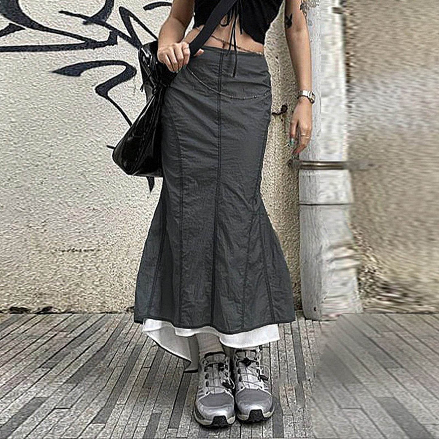 Casual Millennium Style Irregular Hip Bag Irregular Fishtail Skirt