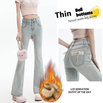 High Waist Light Blue Bootcut Jean pant women Flared Denim Pant