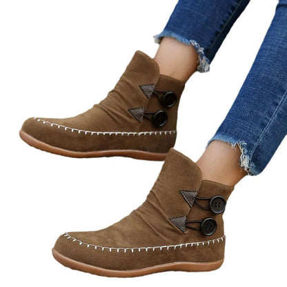 Button Design Ankle Boots For Women Autumn And Winter