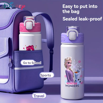 UME Disney-Themed Stainless Steel Insulated Water Bottle with PP Lid - Cartoon Character Design, Leakproof, One-Hand Operation, Safety Lock Feature - BPA Free, Non-Toxic, Portable for Outdoor Activities