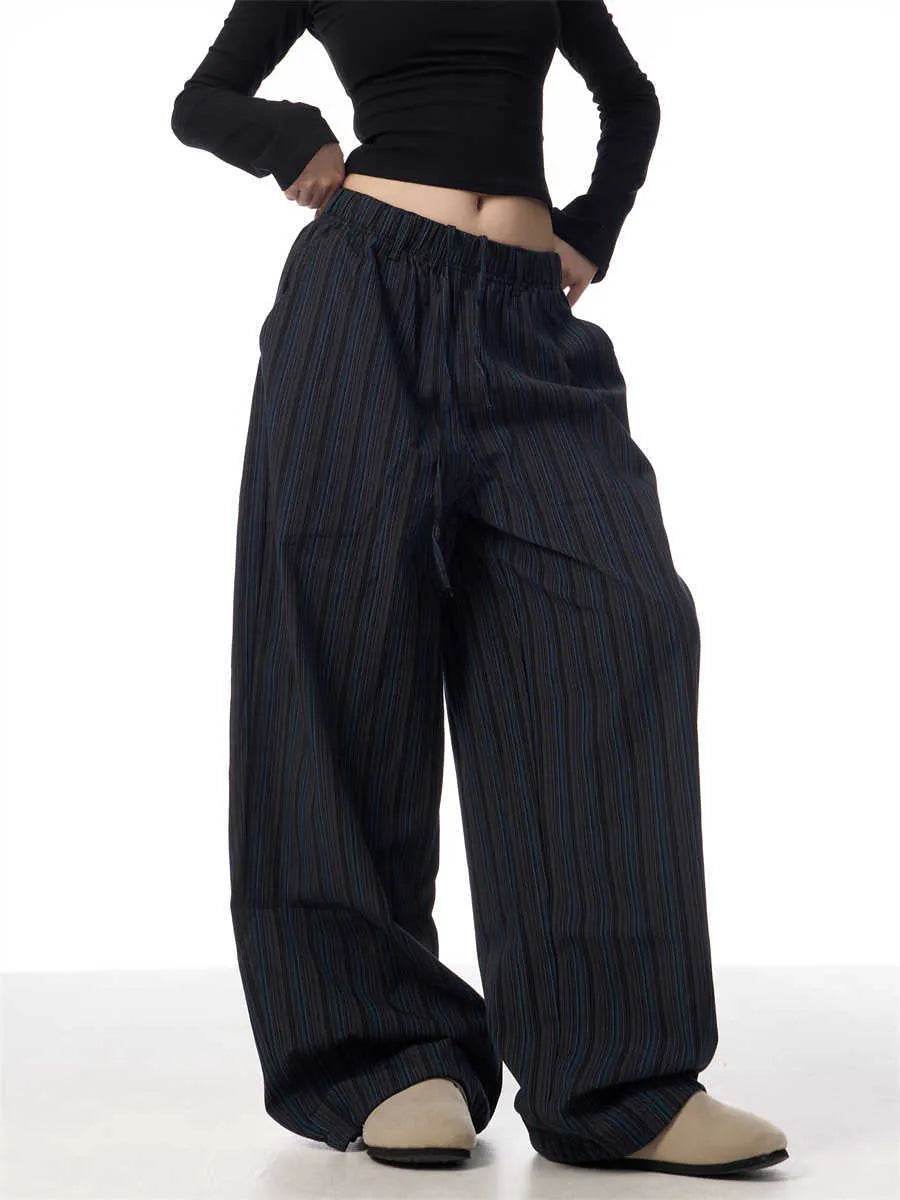 Pantalon large et ample décontracté en machette rayé American Vintage pour femme