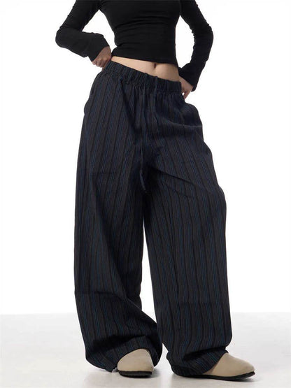 Pantalon large et ample décontracté en machette rayé American Vintage pour femme