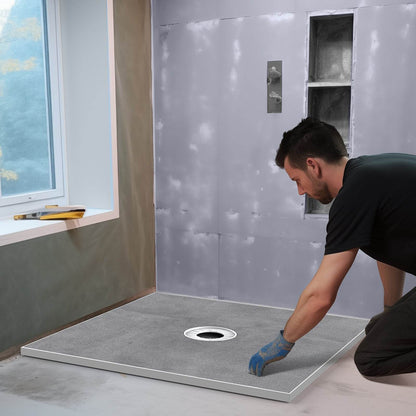 Shower Curb Kit, 36x36 Shower Pan Kit With 6.3 Central Drain, Lightweight EPS Shower Installation Kits With 2 Waterproof Cloths, Shower Pan Slope Sticks Fit For Bathroom
