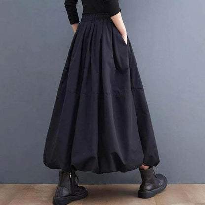 Fashion Personality New Solid Pocket Prairie Midi maxi Skirt Women