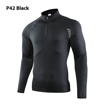 Half Zipper Long Sleeve Workout Top Outdoor Running Quick-drying Gym Shirt
